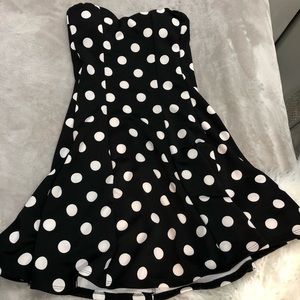 Strapless polka dot dress